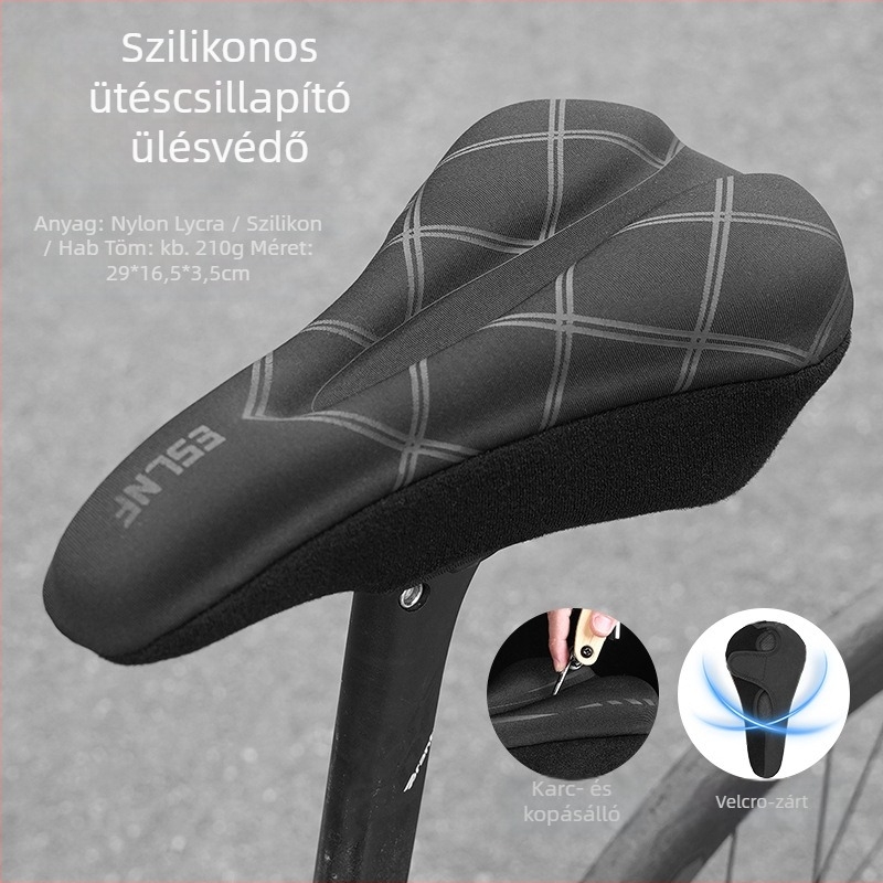Kerékpárnyereg huzat – vastagított szilikonos ütéscsillapító párna, anyag: nylon + szilikon, modell 08CU0007, hegyi kerékpárokhoz