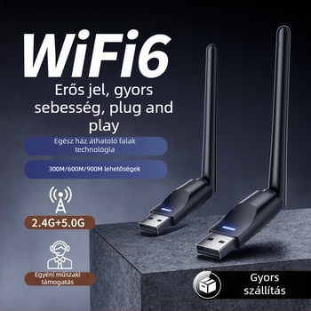 Meghajtó nélküli USB WiFi 6 adapter asztali számítógéphez és notebookhoz – 600 Mbps, 5 GHz