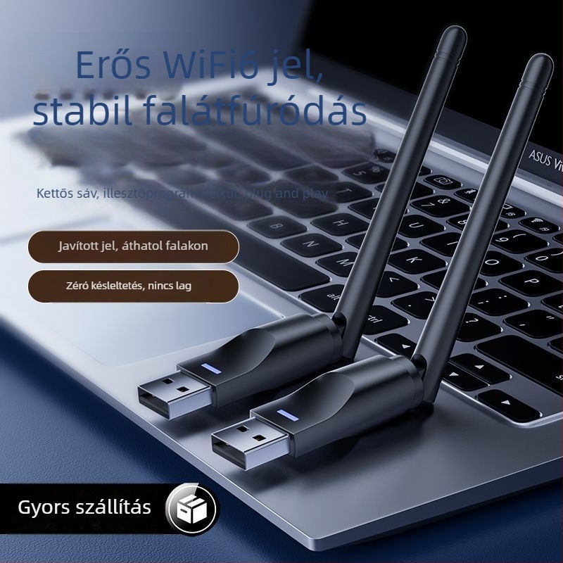 Meghajtó nélküli USB WiFi 6 adapter asztali számítógéphez és notebookhoz – 600 Mbps, 5 GHz