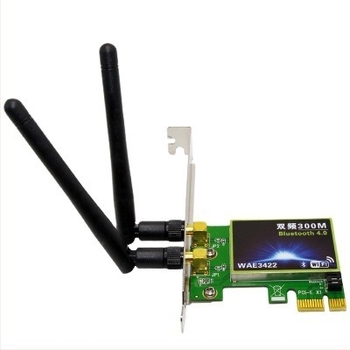 FOCX WAE3422 PCI-E Vezeték nélküli Hálózati Kártya Asztali számítógéphez, Két sávos Bluetooth BT4.0, 300 Mbps
