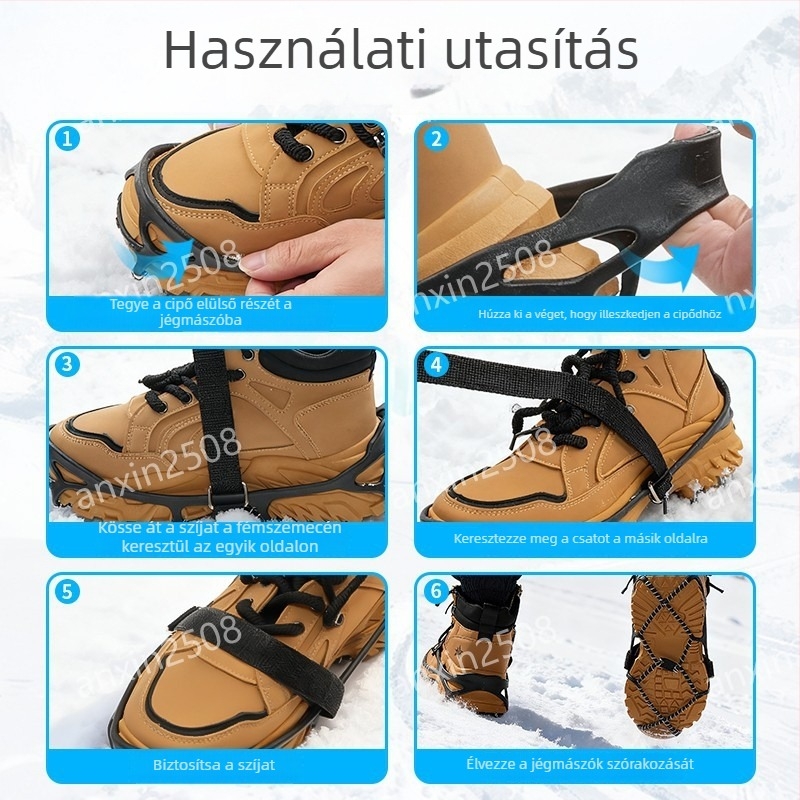 Csúszásmentes jég- és hócsizma-klampók, nagyfeszültségű tapadással, TPES anyag