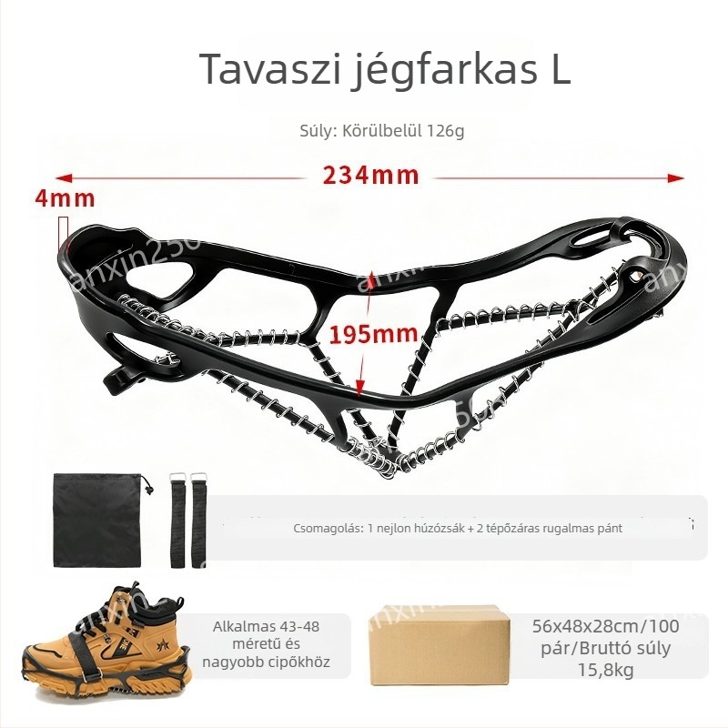 Csúszásmentes jég- és hócsizma-klampók, nagyfeszültségű tapadással, TPES anyag