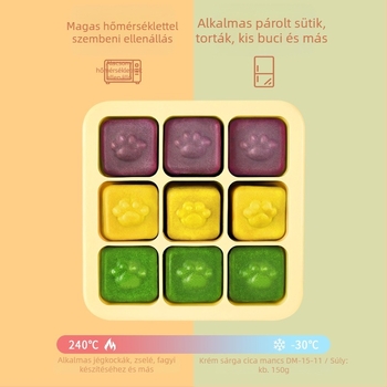 Szilikonból készült bébiétel pároló forma, macska tappancs alakú, kilenc rekesz, 1 db, minimalist stílus