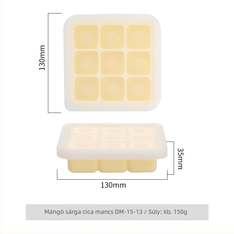Szilikonból készült bébiétel pároló forma, macska tappancs alakú, kilenc rekesz, 1 db, minimalist stílus