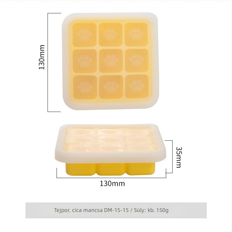 Szilikonból készült bébiétel pároló forma, macska tappancs alakú, kilenc rekesz, 1 db, minimalist stílus