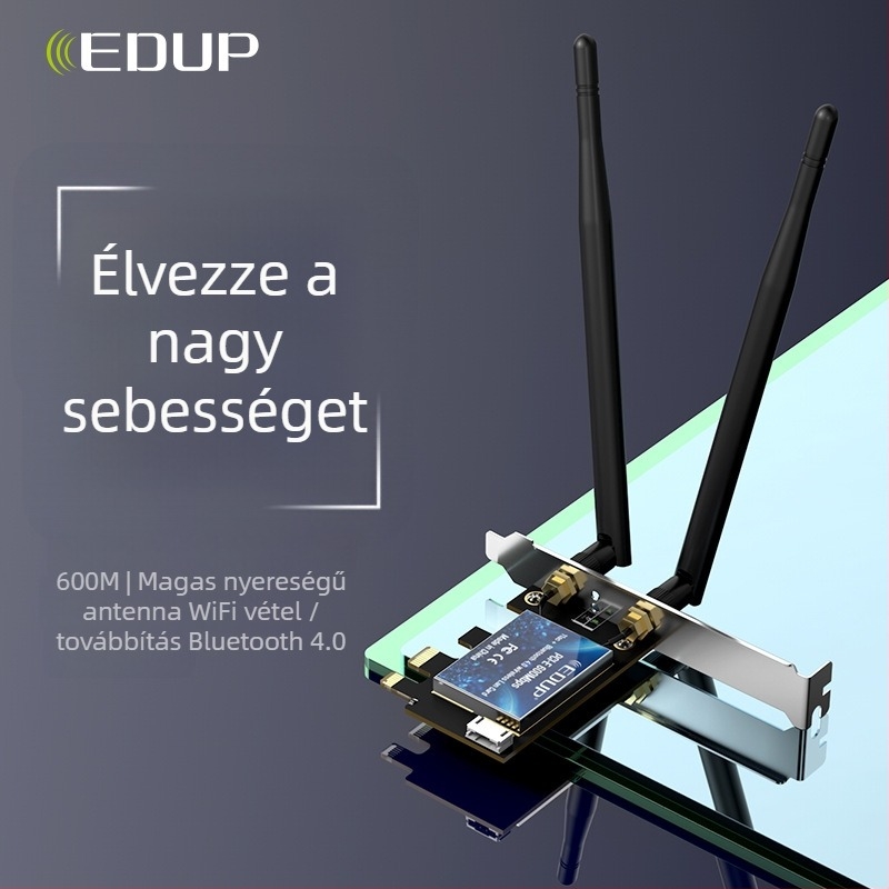 EDUP EP-9619 PCIe vezeték nélküli hálózati kártya, Dual-Band 2.4/5 GHz, 600 Mbps, Bluetooth 4.0