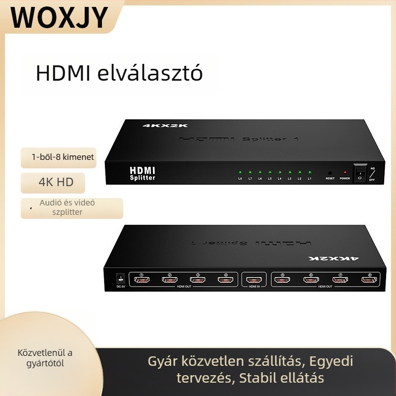 1x8 HDMI osztó – 4K/2K támogatás, HDMI bemenet, Modell 1X8 HDMI SPLITTER