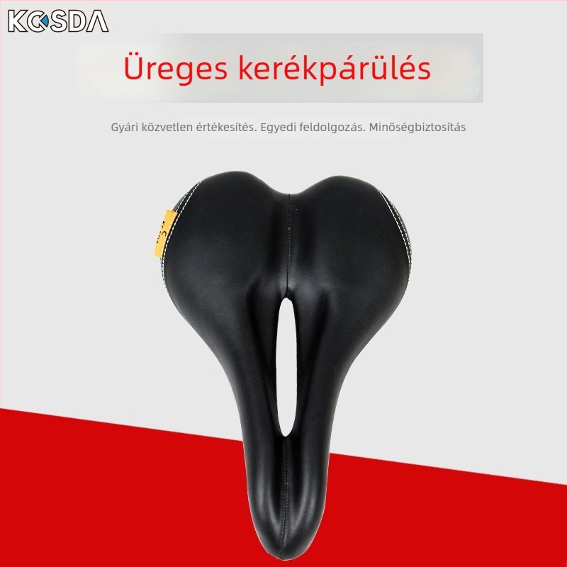 Barna bőrű kerékpárnyereg, hegyi kerékpárhoz illő, rendkívül puha, univerzális nyereg, kerékpár kiegészítők