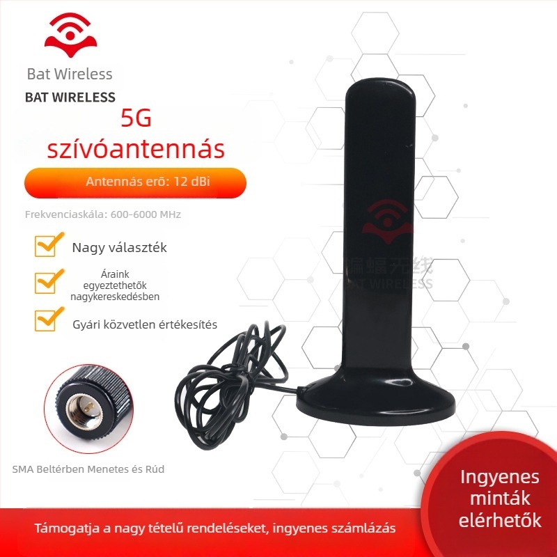 Teljes sávú 2G/3G/4G magas nyereségű szívókupakantenna, 12 dBi, omnidirekcionális, routerhez, modell BW5GXWX168-34L2000, Bat Wireless