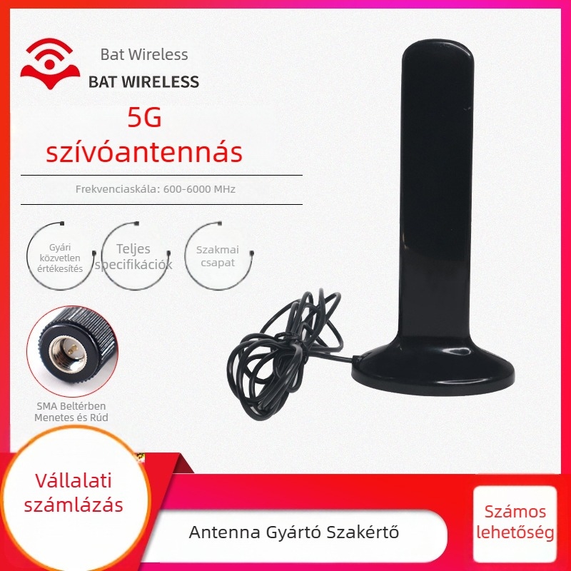 Teljes sávú 2G/3G/4G magas nyereségű szívókupakantenna, 12 dBi, omnidirekcionális, routerhez, modell BW5GXWX168-34L2000, Bat Wireless