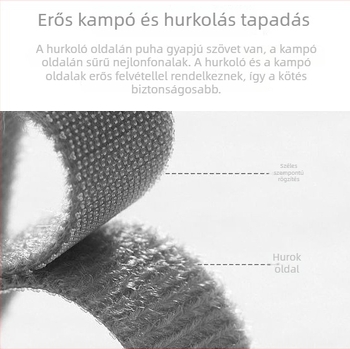Velcro kábelkötő — T-alakú, nylon-polietester-PP keverék, kábelek és számítógépes vezetékek rendezéséhez