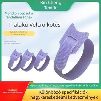 Velcro kábelkötő — T-alakú, nylon-polietester-PP keverék, kábelek és számítógépes vezetékek rendezéséhez