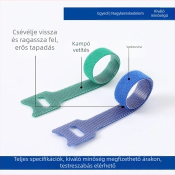 Velcro kábelkötő — T-alakú, nylon-polietester-PP keverék, kábelek és számítógépes vezetékek rendezéséhez