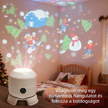 LED karácsonyi hópehely projektorlámpa, színes forgó ünnepi fény, Halloween színpadi fény, 16 képek