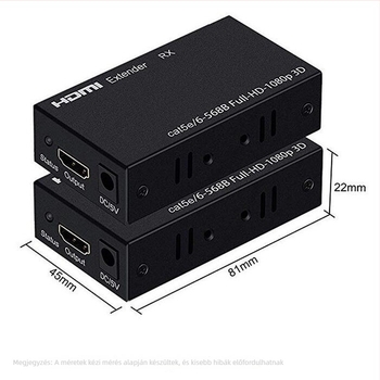 HDMI extender RJ45, 1080P, hálózati jel terjesztése, modell Hd extender, tápkezelés támogatott