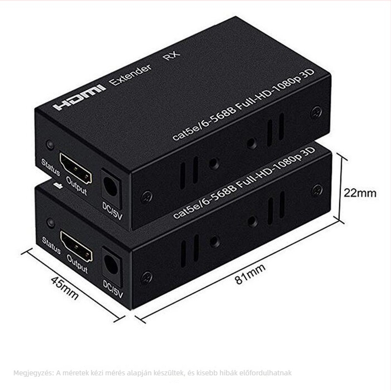 HDMI extender RJ45, 1080P, hálózati jel terjesztése, modell Hd extender, tápkezelés támogatott