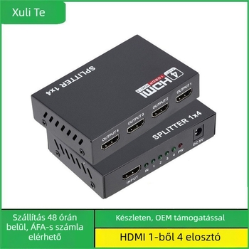 HDMI 1x4 kapcsoló és osztó, 1080p, 1 bemenet, 4 kimenet