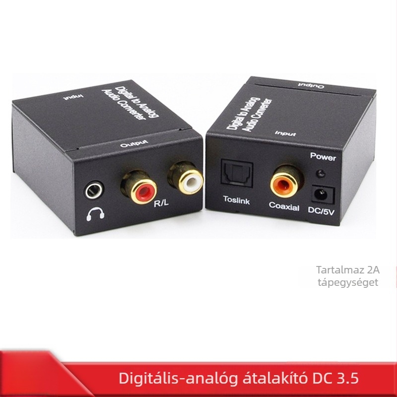 Digitális-analóg audió/videó átalakító 3,5 mm-es interfésszel és optikai szál bemenettel — Modell 078, kapcsoló/elosztó, 1920x1080 felbontás, energia menedzsment