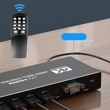 HDMI 4K videóösszefűző és 4 képernyős 2×2 videófal processzor reklám kijelzőkhöz, DVI bemenet