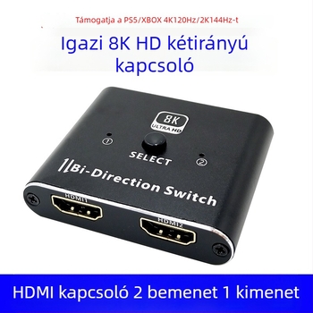 HDMI kapcsoló 2 bemenet 1 kimenet, 8K felbontás, Windows-kompatibilis, energia-gazdálkodás