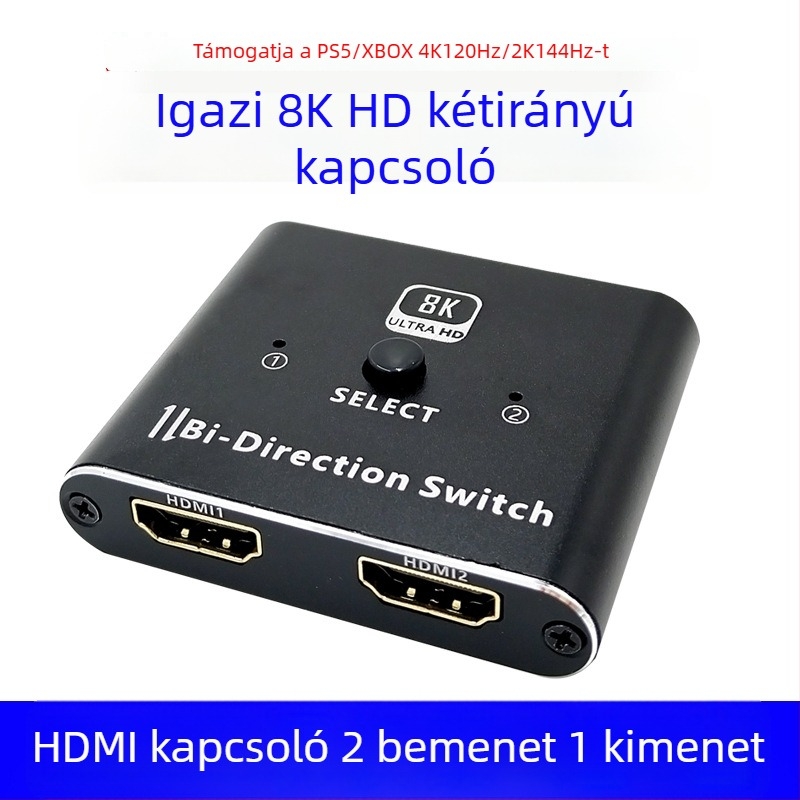 HDMI kapcsoló 2 bemenet 1 kimenet, 8K felbontás, Windows-kompatibilis, energia-gazdálkodás
