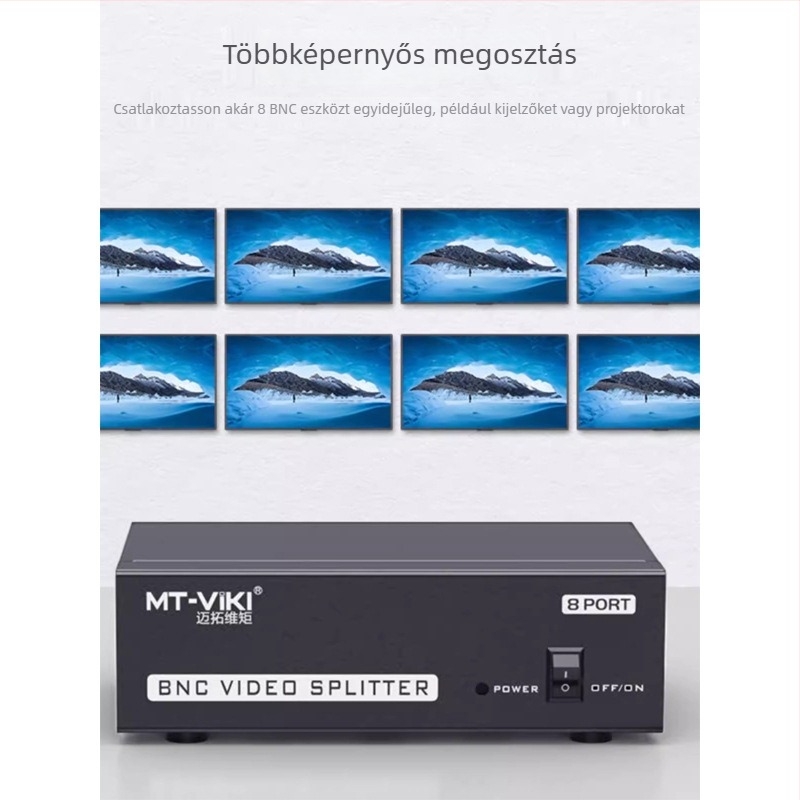 LQT-108BC BNC videóelosztó, 1 bemenet, 8 kimenet, HD analóg megfigyelés