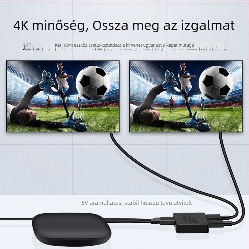 HDMI osztó 1 bemenet 2 kimenet, 4K felbontás, távoli ébresztés támogatás, energia menedzsment, kábel hossz 0,5 m