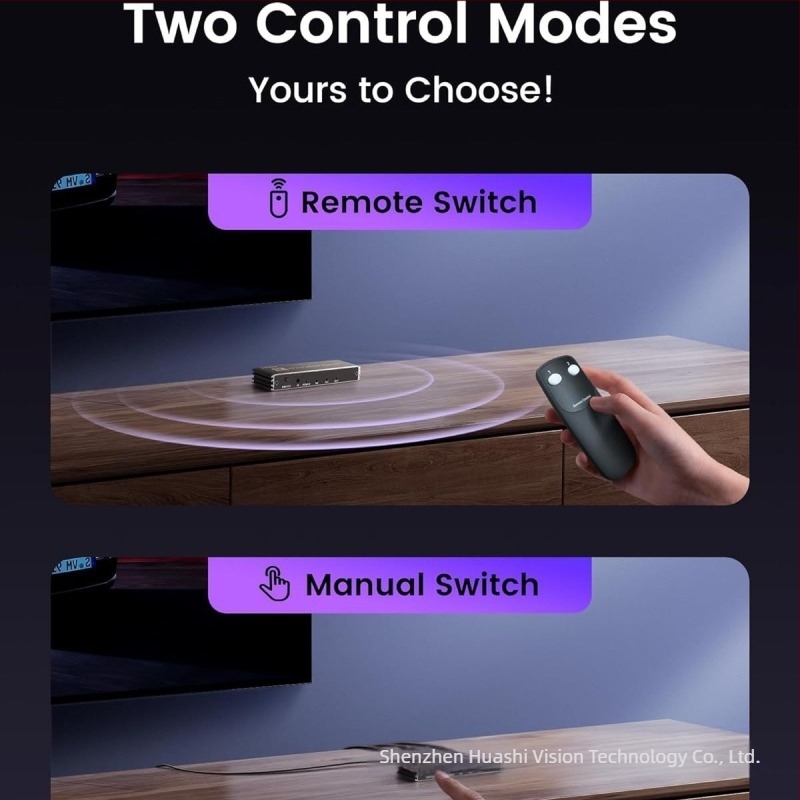 HDMI 2.1 2x1 kapcsoló, bemenetek-kimenetek, 8K60Hz / 4K120Hz