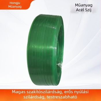 Erős csomagoló szalag PET‑acéls‑plasztik keverék, 0,8 mm vastagság, húzószilárdság 600 kg, tekercs súlya 20 kg