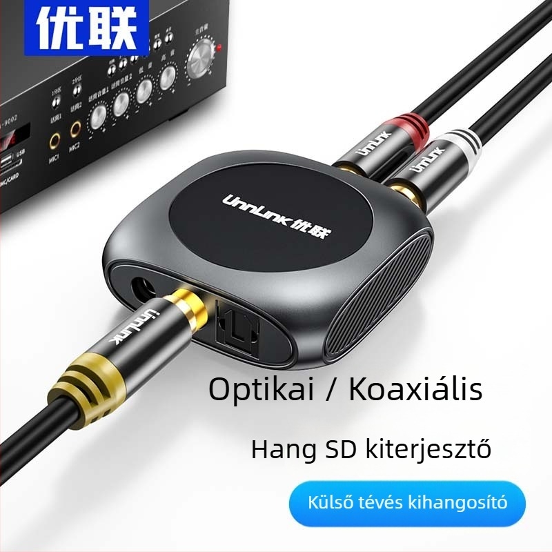 Unnlink 1272 Digitális optikai/koaxiális/Bluetooth‑ról analóg 3,5 mm konverter