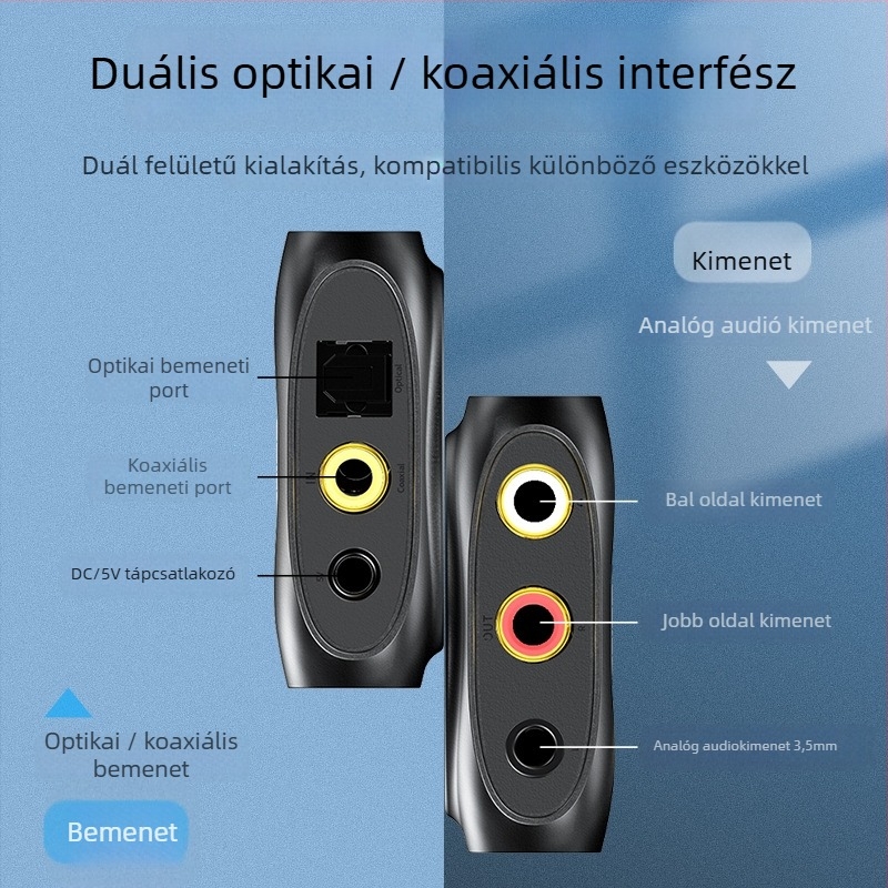Unnlink 1272 Digitális optikai/koaxiális/Bluetooth‑ról analóg 3,5 mm konverter
