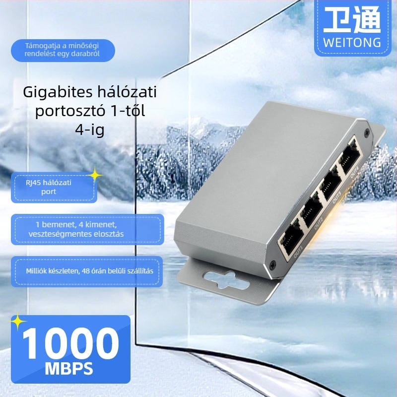 Giga Ethernet kapcsoló/elosztó, RJ45 portok 1–4, 1000 Mbps