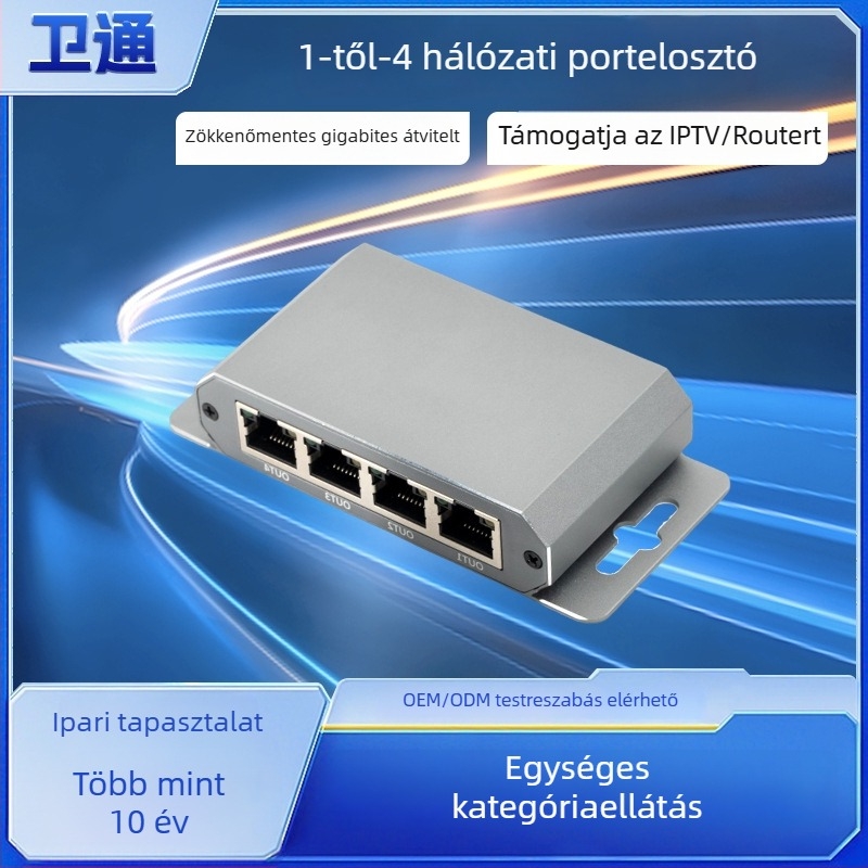 Giga Ethernet kapcsoló/elosztó, RJ45 portok 1–4, 1000 Mbps