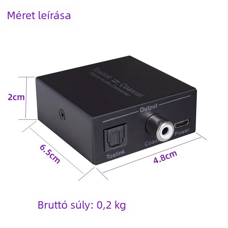 Oxygen GV-A001 koaxiális–optikai audió átalakító — SPDIF digitális AC3/Dolby/DTS támogatás, minden rendszerrel kompatibilis, 1 év garancia