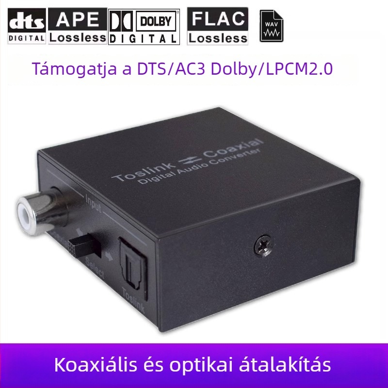 Oxygen GV-A001 koaxiális–optikai audió átalakító — SPDIF digitális AC3/Dolby/DTS támogatás, minden rendszerrel kompatibilis, 1 év garancia