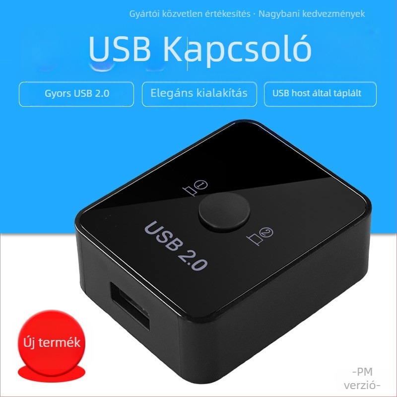 Kétirányú USB nyomtató kapcsoló, kézi üzemmód, USB megosztó, univerzális nyomtató-kompatibilitás, modell: Two-Way USB Switch