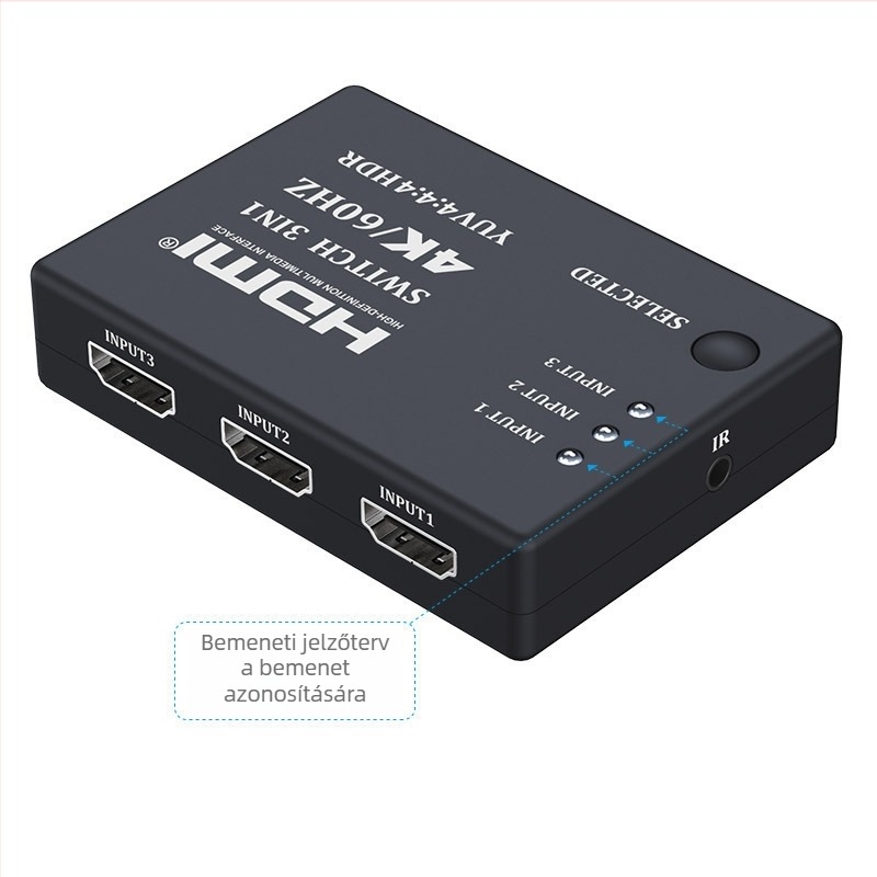 HDMI kapcsoló 3×1, 4K@60Hz, Mega-meaning QHQ0541, támogatja az energia-gazdálkodást
