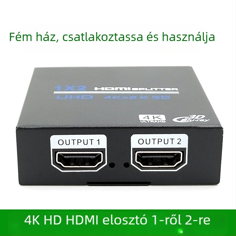 HDMI elosztó 1x2, átviteli távolság 20 m, sávszélesség 480 Mbps, tápegység 5V1A (modell OZF4)
