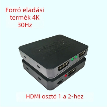 HDMI 1x2 elosztó és kapcsoló, 1080p kijelzőhöz, bemenet 1, kimenet 2