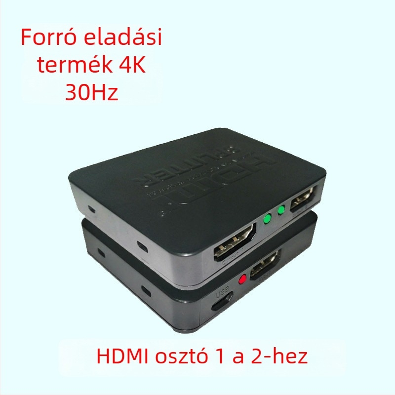 HDMI 1x2 elosztó és kapcsoló, 1080p kijelzőhöz, bemenet 1, kimenet 2
