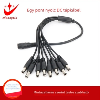 DC tápegység osztó kábel 1-8, 12V DC, felügyelethez és videómegfigyeléshez, PVC burkolat, ROHS