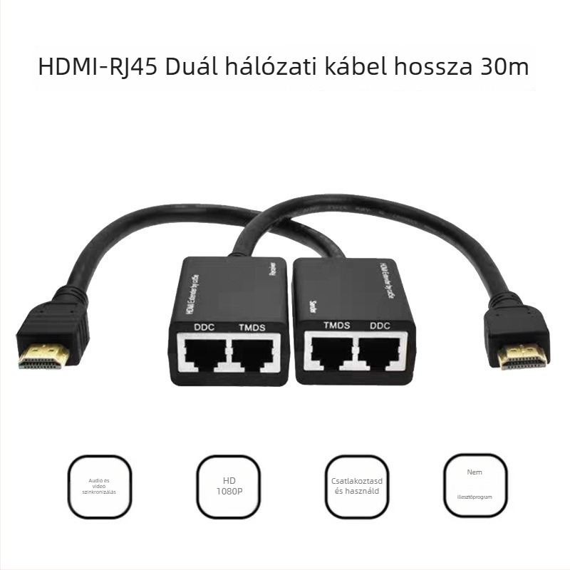 HDMI kiterjesztő RJ45-en keresztül 30 m-ig, 1080p, modell Double R45-30m