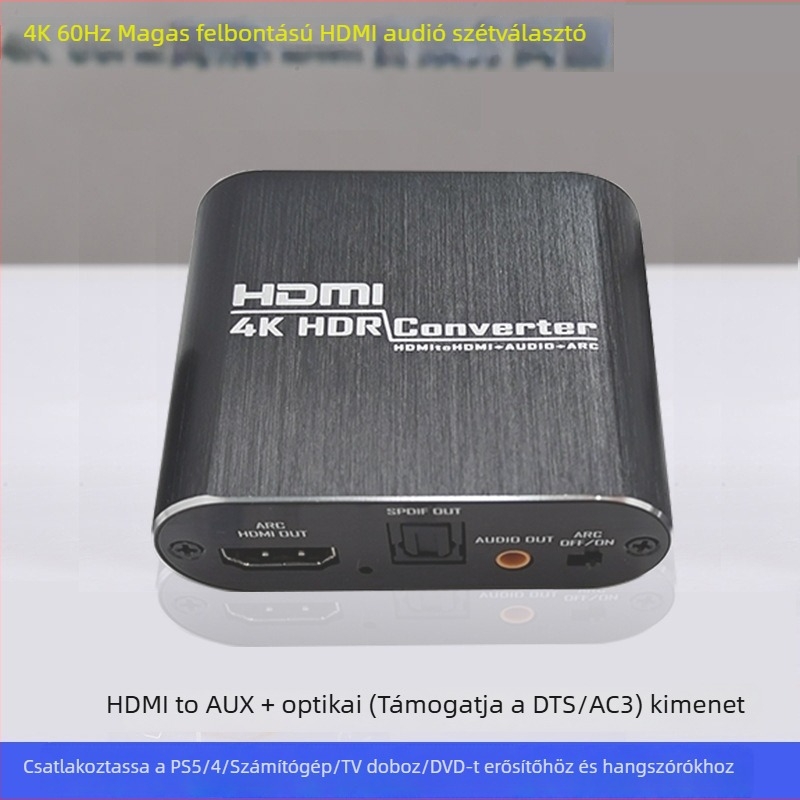 NK-330M HDMI audió osztó, 4K60Hz, ARC támogatás, optikai és AUX kimenetek