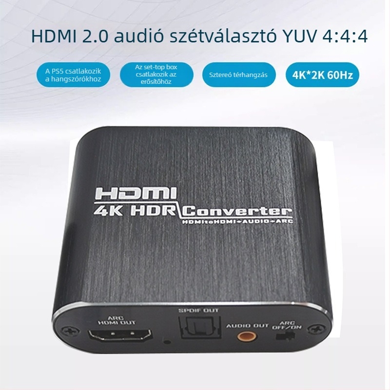 NK-330M HDMI audió osztó, 4K60Hz, ARC támogatás, optikai és AUX kimenetek