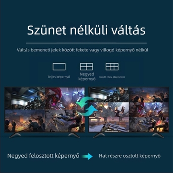 HDMI 6-in-1 kapcsoló, 4K/1080p támogatás, egyetemes kompatibilitás, 5 m kábelhossz