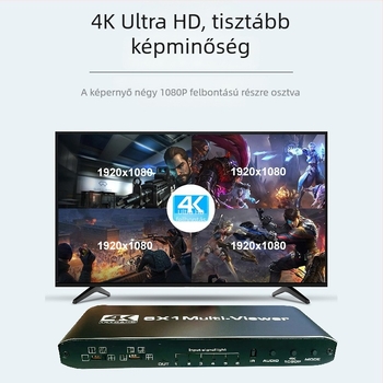 HDMI 6-in-1 kapcsoló, 4K/1080p támogatás, egyetemes kompatibilitás, 5 m kábelhossz