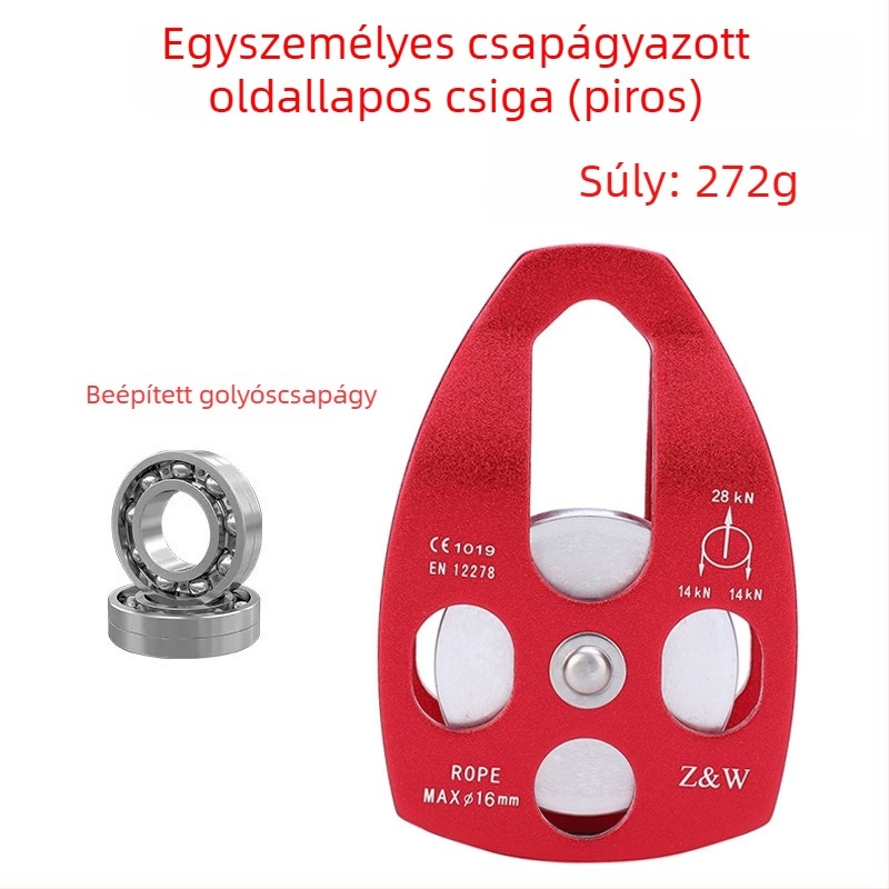 Oldalsó paneles görgő hegymászáshoz, mentéshez és zipline-átkeléshez