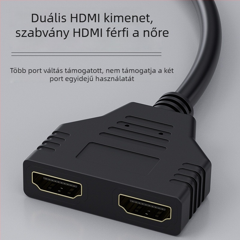 Cobolong HDMI osztó kábel 1x2, 1x férfi → 2x női csatlakozó, 1080p, HDMI verzió 1.4, PVC burkolat