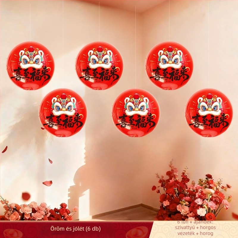 Bobo Ball lufi, PVC, kerek alak, Cartoon és szöveg mintázat, díszítés a Tavaszi Fesztiválhoz