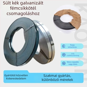 Acél csomagoló szalag, standard minőség, húzószilárdság 60 MPa, tömeg 0,8 kg, termékszám 02, nehéz csomagoláshoz